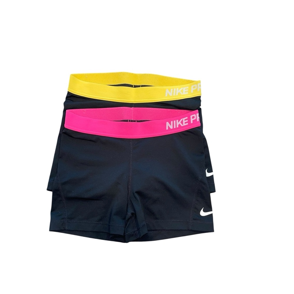 Nike Black Shorts with Pink and Yellow Bands